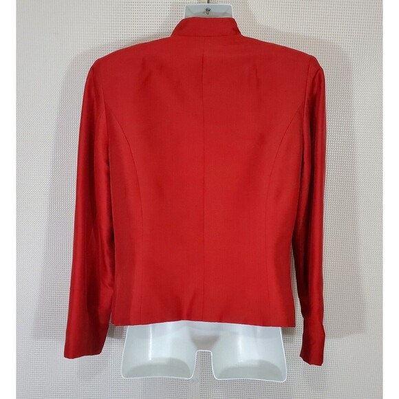 Jennifer West Blazer Jacket 6 Red Silk Asian Knot Closure Mandarin Collar Lined - Picture 6 of 11